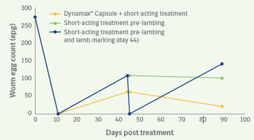 Graph of capsule efficacy to helmintic resistance